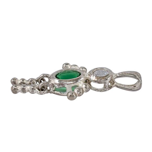 Boy Child Dangle Charm | Green Cubic Zirconia | Sterling Silver 925 Pendant - Picture 5 of 7